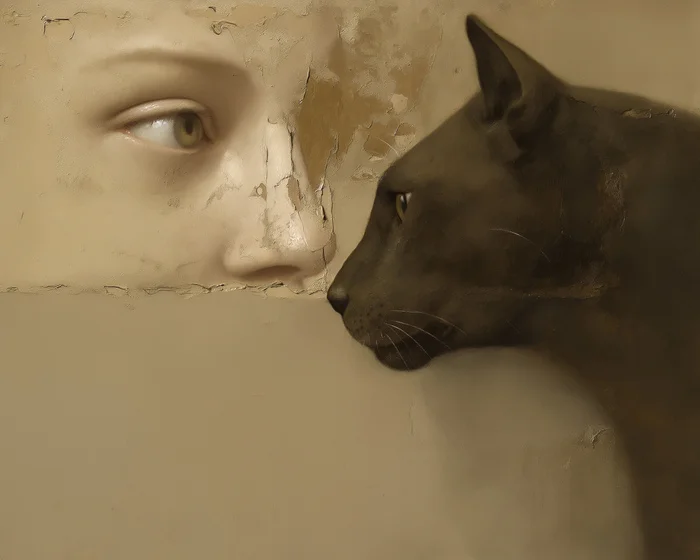 About love for black cats and neural networks - My, Neural Networks, Neural network art, Midjourney, Phone wallpaper, Desktop wallpaper, cat, Black cat, Small cats, Pet the cat, Oil painting, Longpost, Series Neuroarts