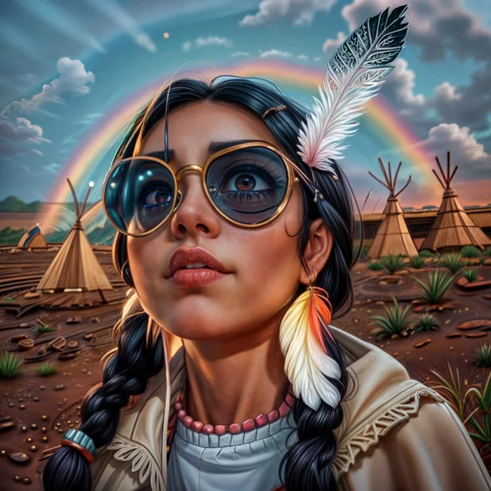 Reply to the post “I draw while I’m drawing” - My, Olz777, Nostrils, Girls, Neural network art, Humor, Photoshop, Indians, Pigtails, Rainbow, Reply to post