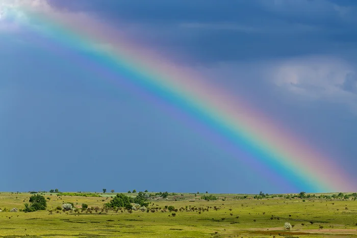 Somewhere far away the steppe rains are falling... - My, Rainbow, Steppe, Landscape, Rostov region
