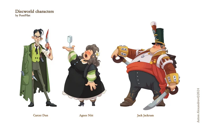 Characters from the Discworld book series by T. Pratchett - My, Pontpilat, Flat world, Terry Pratchett, Characters (edit), Art