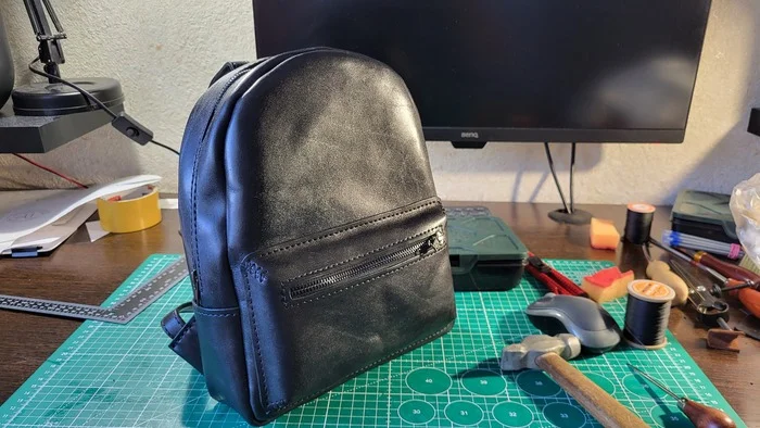First backpack - My, Leather, Leather products, Needlework with process, Backpack, Handmade, Hobby, Sewing, With your own hands, Longpost