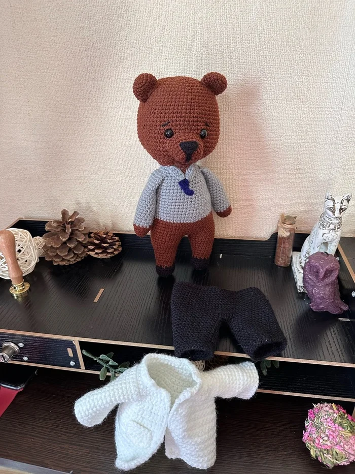Bear Doctor - My, Knitting, Crochet, Amigurumi, Needlework without process, With your own hands, Toys, Knitted toys, Author's toy, The Bears, Doctors, Longpost