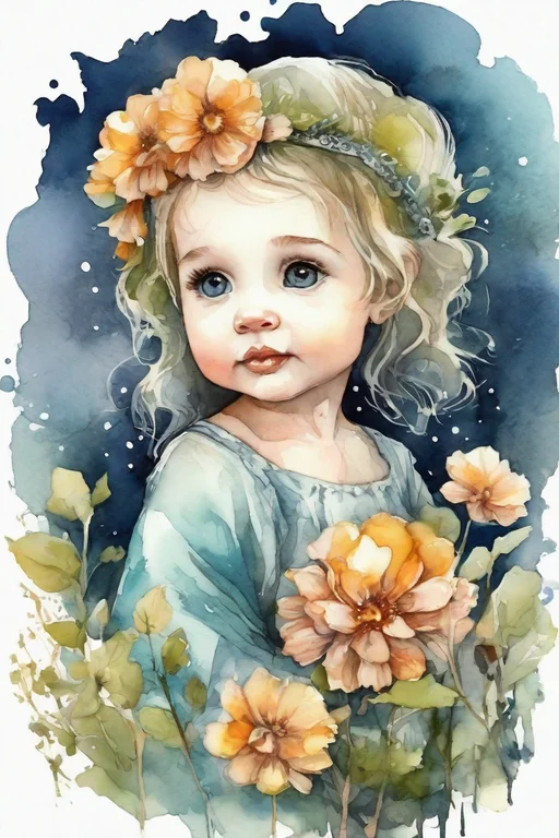 Clip-arts in the style of watercolor drawing. My girls - My, Neural network art, Нейронные сети, Original character, Stable diffusion, Children, Watercolor, Milota, Longpost