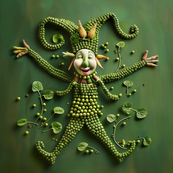 a fool - My, Humor, Neural network art, Wordplay, Pun, Нейронные сети, Images, Peas, Absurd, Jester, Strange humor, Midjourney