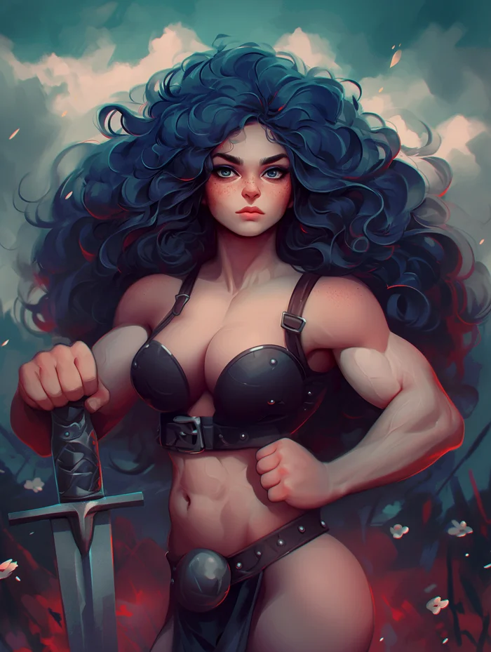 Just Varvara - My, Neural network art, Midjourney, Girls, Barbarian, Barbarian, Barbara, Strong girl, Dungeons & dragons, Pinanoc