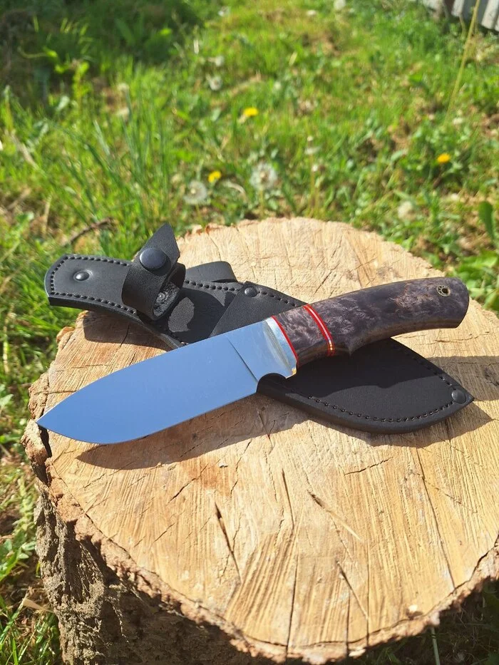 Hunting Knife (Skinning) - My, Knife, Sheath, Wood products, Leather products, Metal products, Handmade, Tree, Longpost, Blade, It's time to sharpen knives, Kitchen knives, Male, Needlework without process