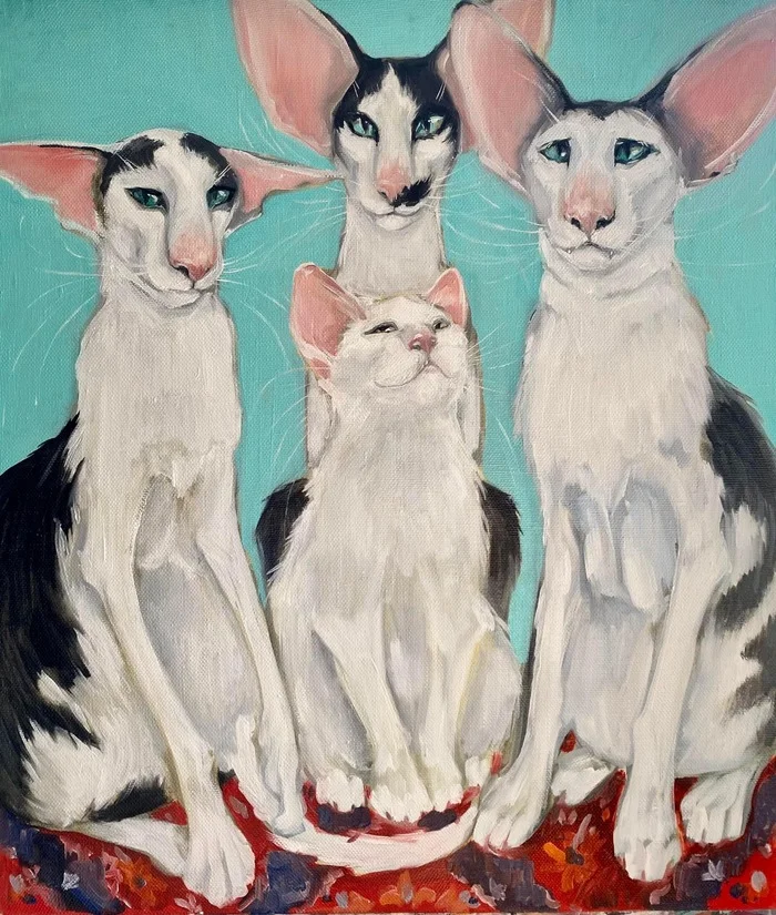 Surrounded by gentlemen - cat, Painting