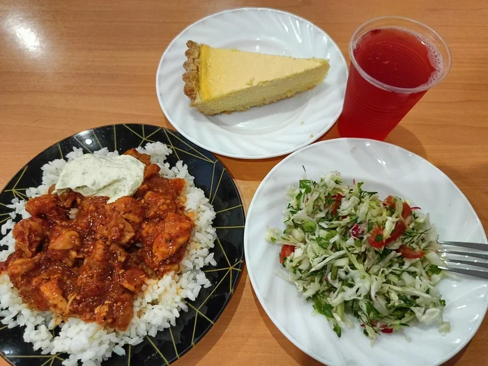 Chakhokhbili and cheesecake today - My, Food, Canteen, The photo