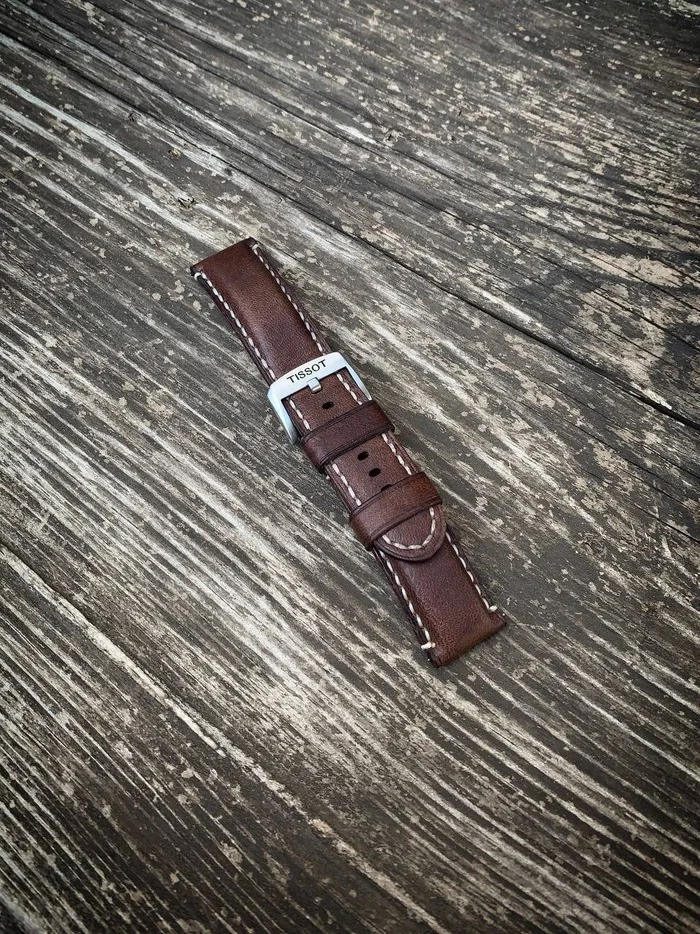 Tissot watch strap made of genuine leather - My, Natural leather, Leather products, Leather, Longpost, Needlework without process