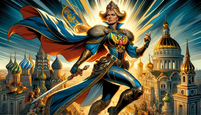For patriots, Catherine the Great as a super hero - My, Neural network art, Catherine II