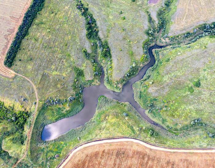 Pond Horrible from a bird's eye view - My, Rostov region, Steppe, Pond