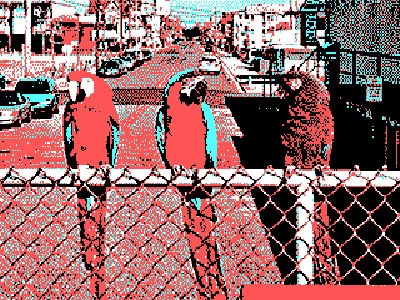 Третій (нестандартний) варіант палітри CGA: непогане поєднання теплого (червоний) і холодних кольорів (блакитний, білий)