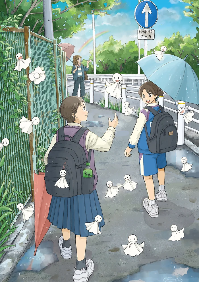 After the rain - Anime, Anime art, Original character, Girls, Schoolgirls, After the rain, Teruterubouzu