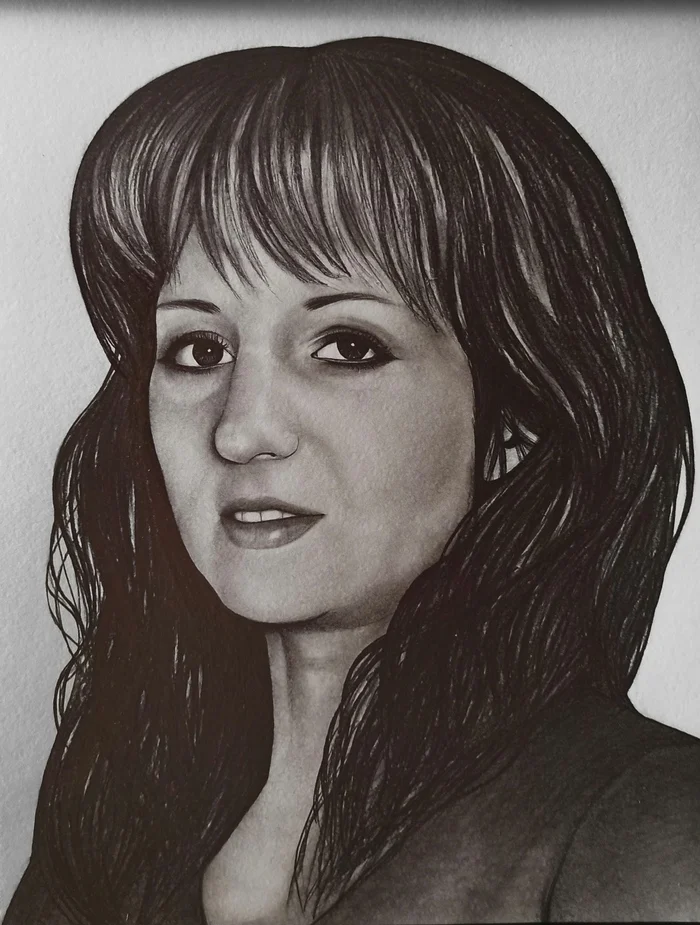 Portrait of a woman - My, Portrait, Portrait by photo, Simple pencil