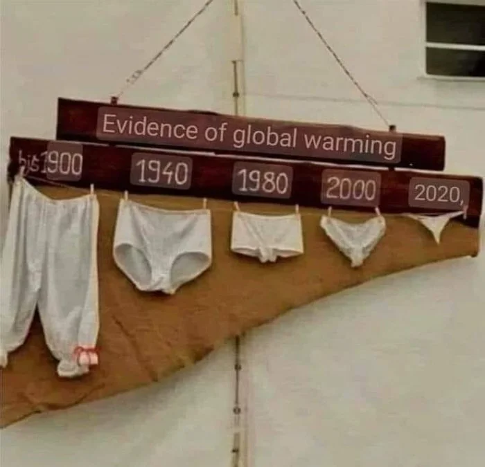 Irrefutable Evidence of Global Warming - Picture with text, Underwear, The size