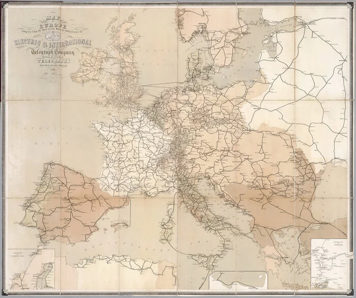 Telegraph map of Europe, second half of the 19th century - Cards, Europe, Telegraph