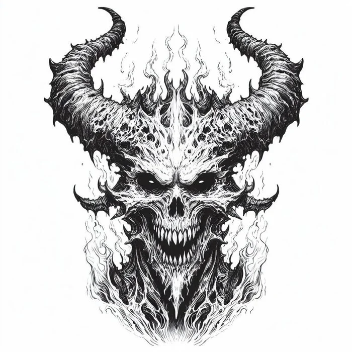 Tattoo based on my sketches from a neural network - My, Tattoo, Sketch, Tattoo sketch, Demon, Artificial Intelligence, Dall-e, Longpost