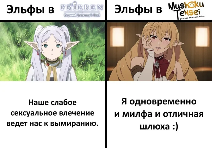 Эльфийки это хорошо - Аниме, Аниме мемы, Картинка с текстом, Sousou no Frieren, Frieren, Mushoku tensei, Elinalise Dragonroad, Эльфы