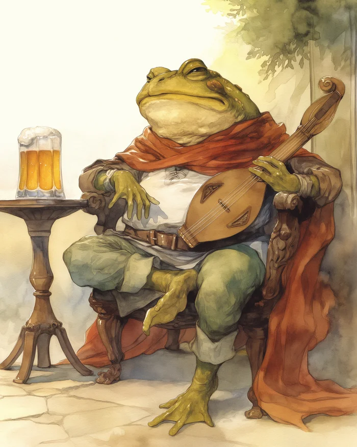 Grung Bard wishes everyone a wonderful Wednesday! - My, Neural network art, Midjourney, Bard, Dungeons & dragons, It Is Wednesday My Dudes