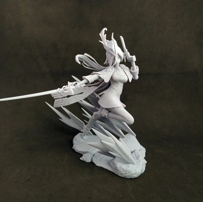 Printed Clorinda - My, 3D печать, 3D printer, 3D modeling, Blender, 3D, Genshin impact, Clorinde (Genshin Impact), Waifu, Longpost