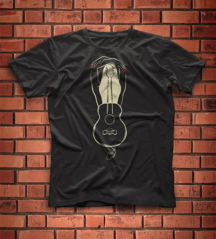 Maybe a girl, or maybe a guitar... - My, Print, Art, Concept Art, Merch, T-shirt, Inscription, Vector, Girls, Guitar, Music