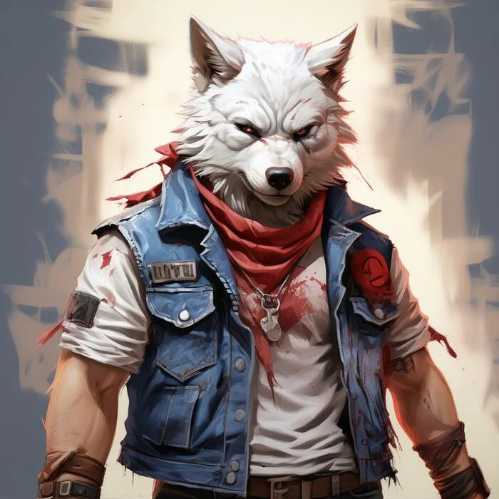 Furry art from Wolfmks #33 in street of rage style for preview - My, Furry, Art, Art, Furry art, Neural network art, Wolf, Furry wolf, Longpost, Raccoon, Furry raccoon