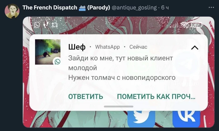 Переводчик - Скриншот, Twitter, Whatsapp, Переписка