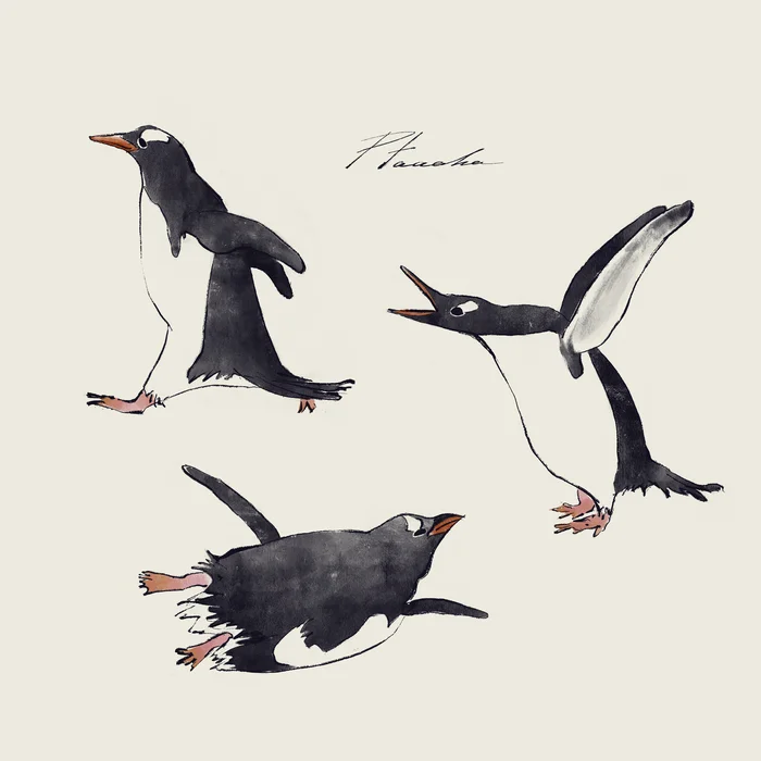 Penguins! - My, Ptaaaha, Penguins, Art, Sketch
