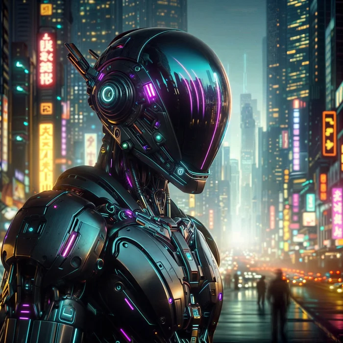 Cyberpunk style robots - My, Cyberpunk, Robot, Neural network art, Longpost