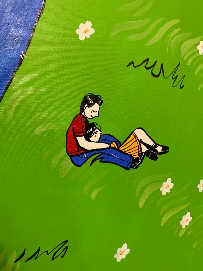 Giant canvas with a giant girl - My, Illustrations, Illustrator, Painting, Canvas, Painting, Longpost