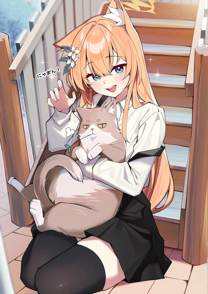 Kitties - Anime, Anime art, Blue archive, Iochi Mari, Animal ears, cat, Neko