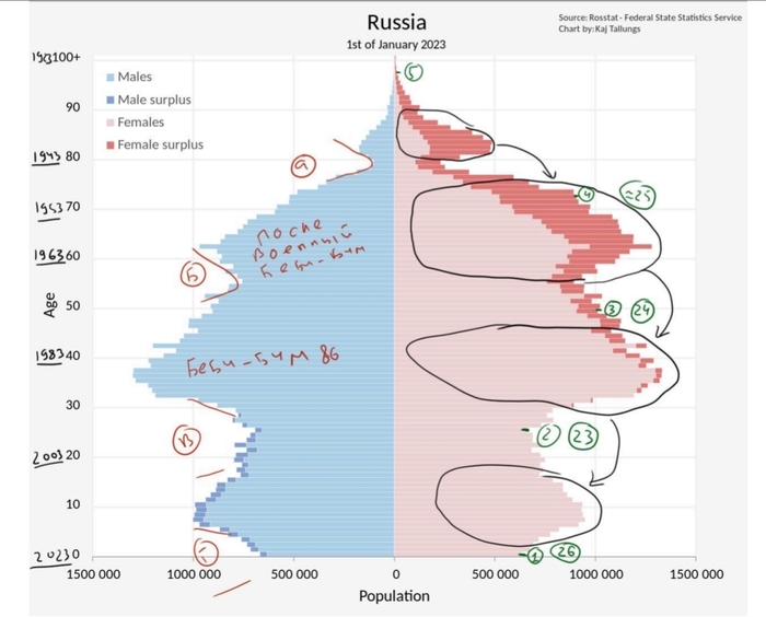 Демографическая перамида России.