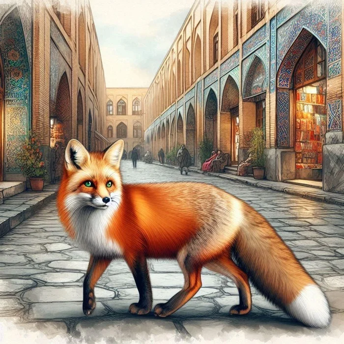 Chanterelle walks in Isfahan - My, Нейронные сети, Artificial Intelligence, Iran, Neural network art, Fox
