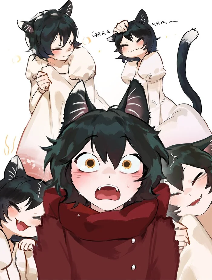 Continuation of the post “Cute Izutsumi” - Art, Anime, Anime art, Dungeon Meshi, Izutsumi, Neko, Animal ears, Tail, Reply to post