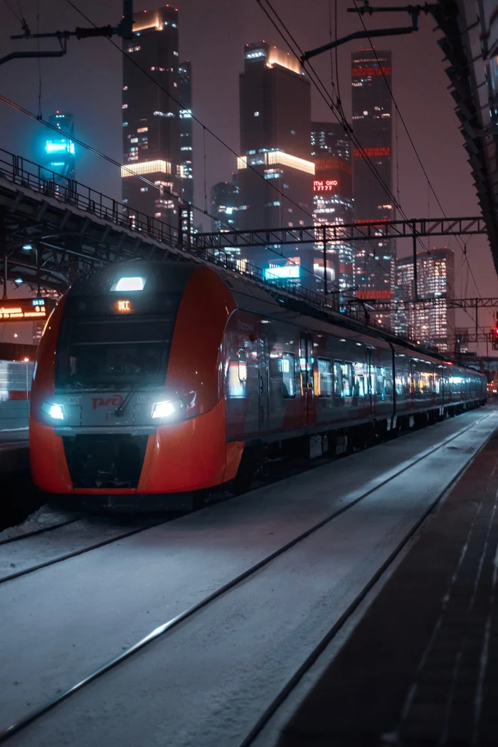 Train - My, Moscow, The photo, Town, Walk, Winter, Night
