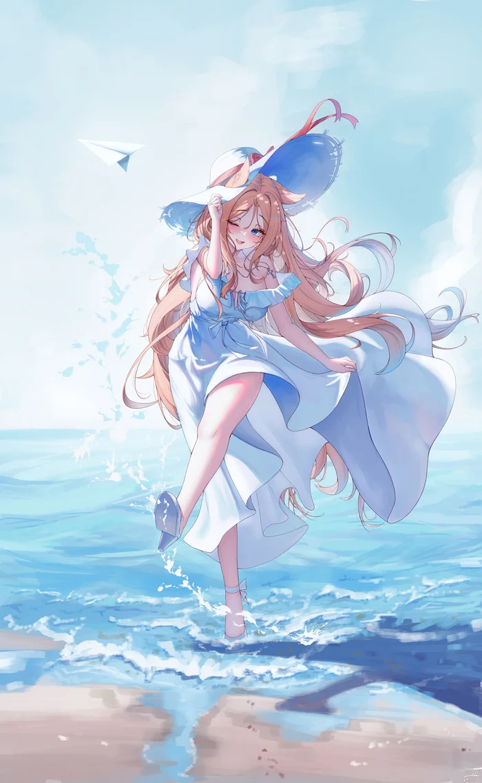 Archetto - Anime art, Anime, Arknights, Archetto, Animal ears, Sea