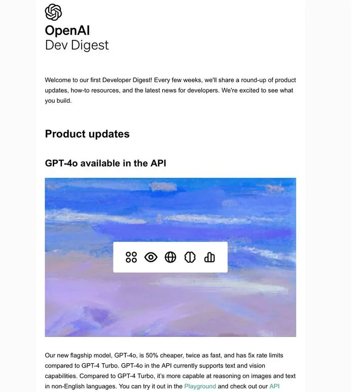 OpenAI launched its regular email newsletter for developers - Trend, Artificial Intelligence, Useful, Нейронные сети