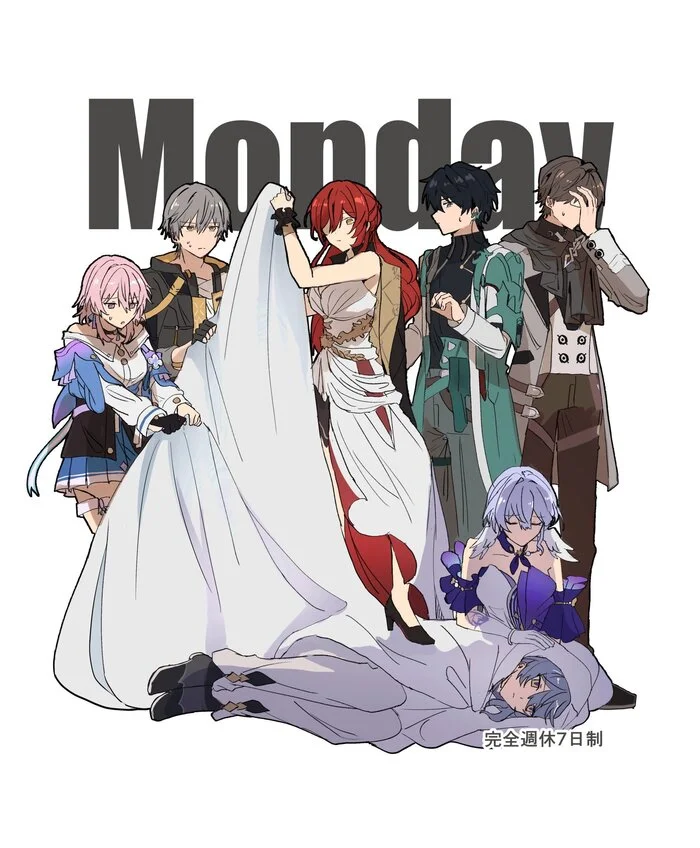 Every Monday - Anime, Anime art, Honkai: Star Rail, Himeko (Honkai: Star Rail), March 7th (Honkai: Star Rail), Caelus (Honkai: Star Rail), Dan Heng (Honkai: Star Rail), Welt (Honkai: Star Rail), Robin (Honkai: Star Rail), Sunday (Honkai: Star Rail)