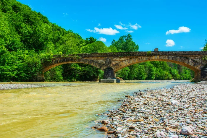 Old stone bridge... - My, The photo, Nikon, Nature, Landscape, River, Republic of Adygea, Bridge, Belaya River