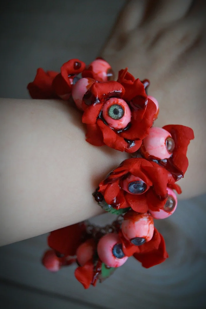 Creep bracelet with eyes - My, Kripota, Blood, Polymer clay, Eyes, Needlework without process, Friday tag is mine, Longpost