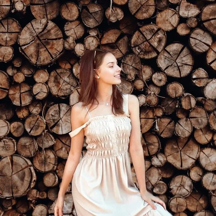 Who do you associate with photos of prepared firewood?) - My, Neural network art, beauty, Girls, Smile, The dress