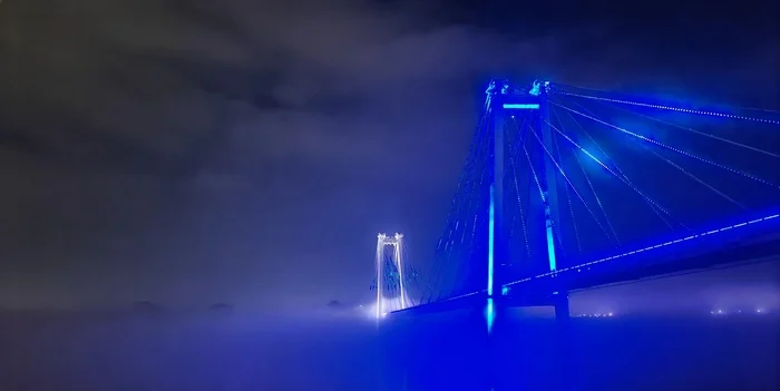 Cable-stayed bridge - My, Krasnoyarsk, Yenisei, Embankment, Bridge, Fog
