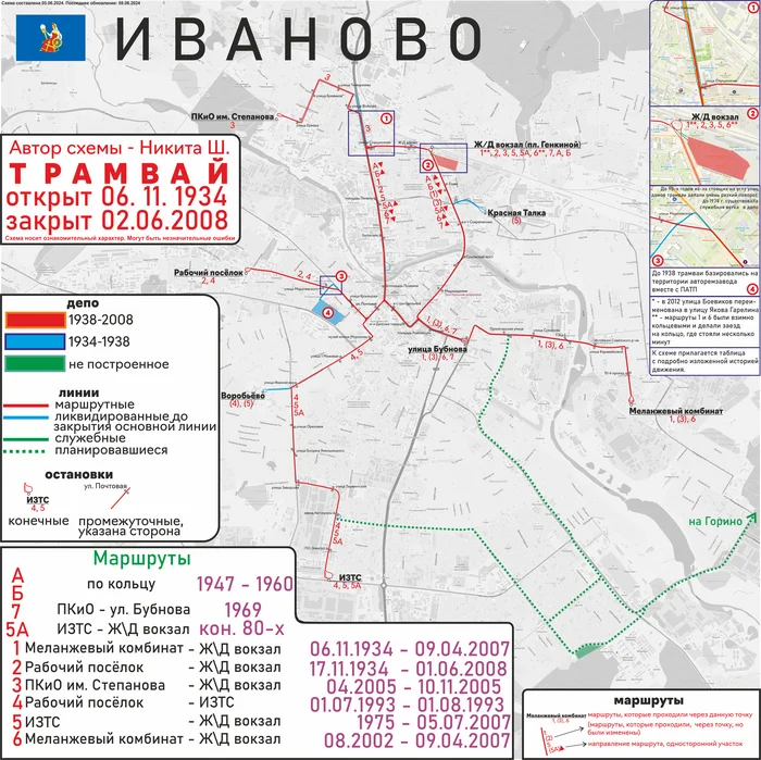 Ivanovo tram 1934-2008 - My, Scheme, Tram, Ivanovo, Electric transport