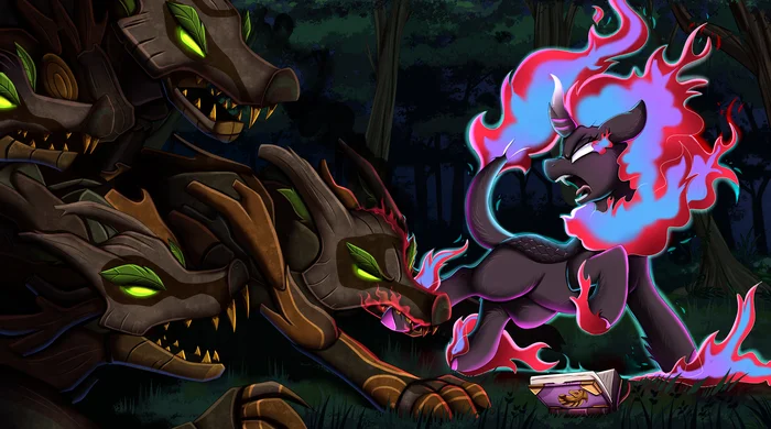 Burns shameful wolves - My little pony, PonyArt, Original character, Pridark, MLP Kirin, Nirik