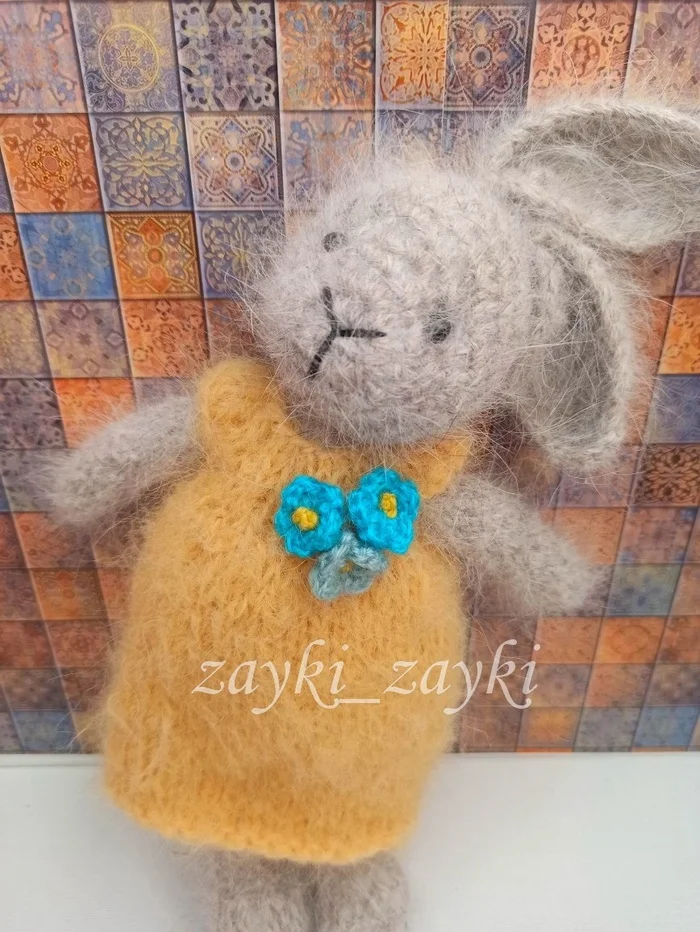 Crochet bunny - My, Author's toy, Knitting, Longpost