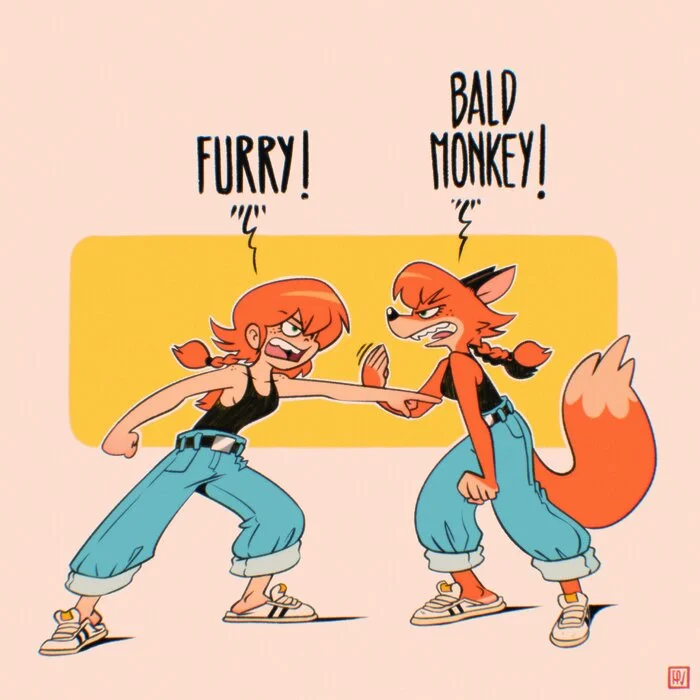 Patty vs Patty - Furry, Anthro, Fox-Pop, Furry fox, Humanization, Redheads