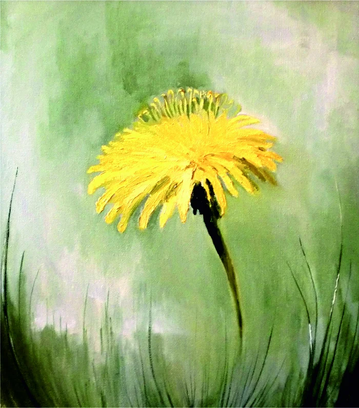 Dandelion restless - Artist, Oil painting, Author's painting, Canvas, Butter, Longpost, My