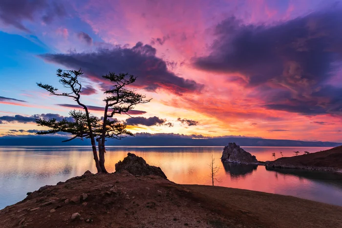 Olkhon sunset - The photo, Photographer, Landscape, Nature, Sunset, Olkhon, Baikal, Lake, Tree