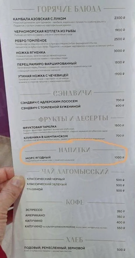 Menu at SPIEF - SPIEF, Profitability, Extra charge
