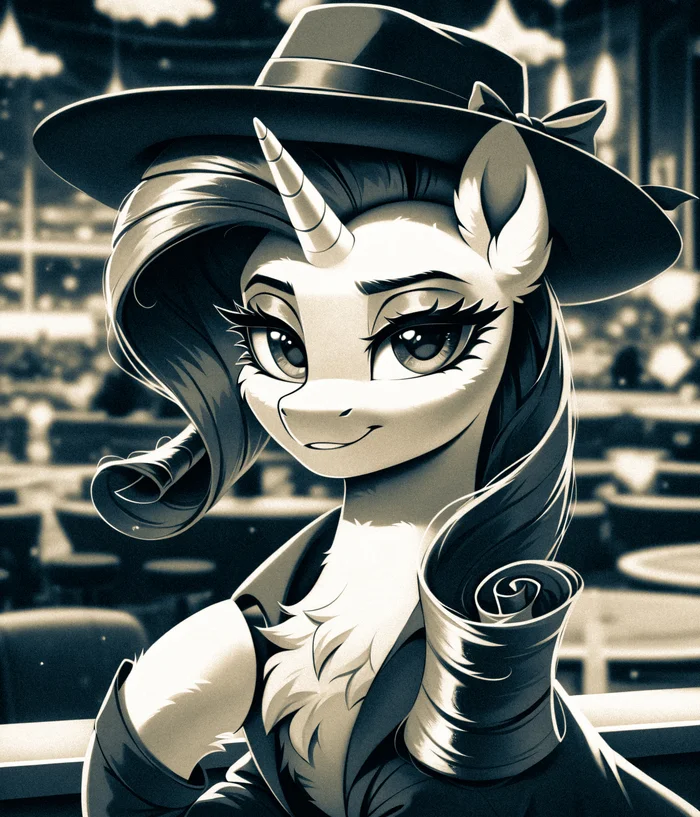 Detective Rarity - My, My little pony, Rarity, Detective Rarity, Neural network art, Unicorn, Pony